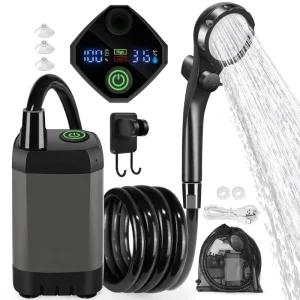 Équipement de douche de Camping Portable, écran d&rsquo;affichage LED Rechargeable 6000mAh, ensemble de douche électrique Mobile Simple pour l&rsquo;extérieur