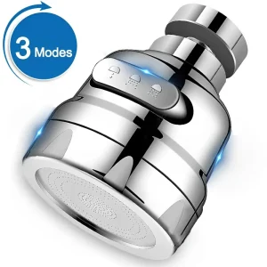 Robinet de cuisine pivotant à 360 degrés, aérateur réglable, double Mode, filtre de pulvérisation, diffuseur, buse d&rsquo;économie d&rsquo;eau, connecteur de robinet de bain