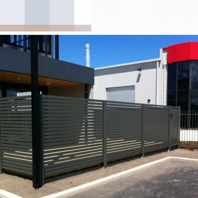 Panneau clôture aluminium thermolaqué anthracite lames… – vue 6