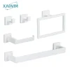 ensemble mural accessoires salle bain acier inoxydable peint multicouche blanc brossé carré fixation invisible antirouille robuste cinq pièces rangement