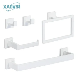 ensemble mural accessoires salle bain acier inoxydable peint multicouche blanc brossé carré fixation invisible antirouille robuste cinq pièces rangement ensemble mural accessoires salle bain acier inoxydable peint multicouche blanc brossé carré fixation invisible antirouille robuste cinq pièces rangement