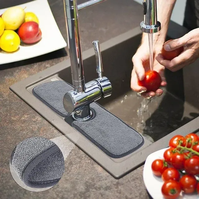 Tapis absorbant évier lavabo cuisine microfibre gris… – vue 6