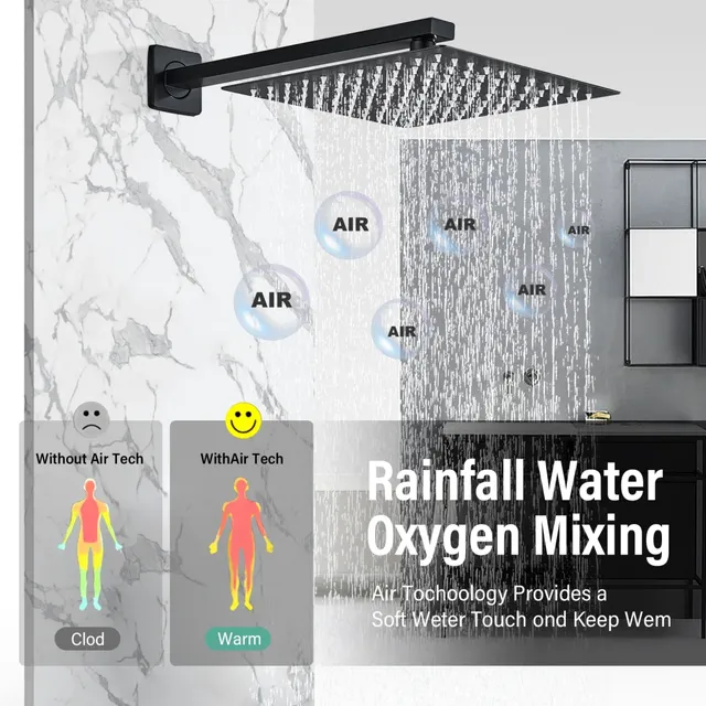 Pommeau de douche de pluie noir mat – vue 3