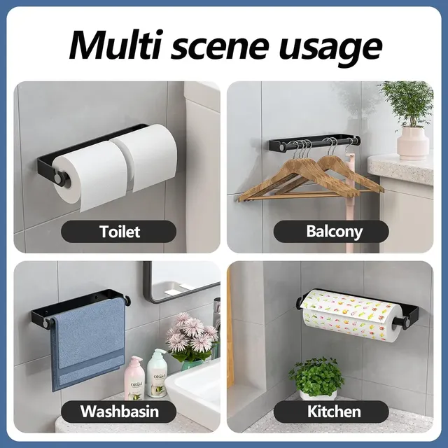 Porte rouleau papier toilette mural aluminium durable… – vue 2