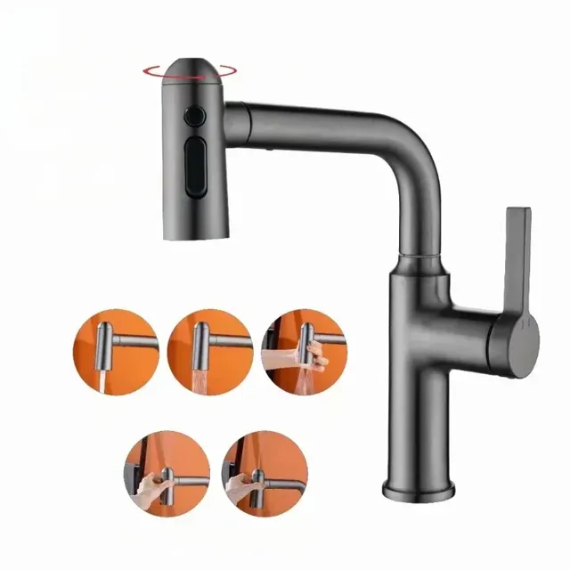 Mitigeur monocommande lavabo évier bec coudé acier… – vue 4