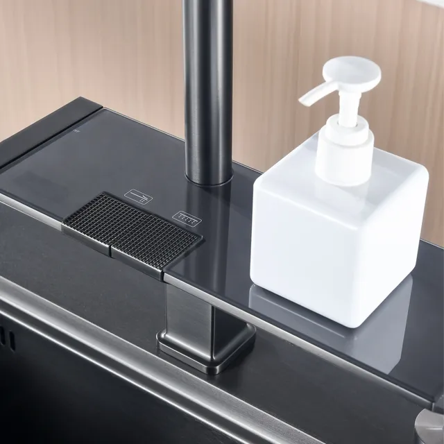 Robinet de cuisine gris en laiton avec affichage… – vue 7