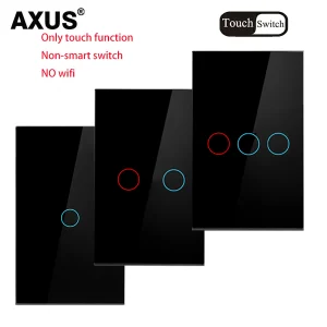 Interrupteur tactile AC100-240V verre cristal trempé panneau Led interrupteurs d&rsquo;éclairage mural US 1/2/3 Gang capteur Interruttore