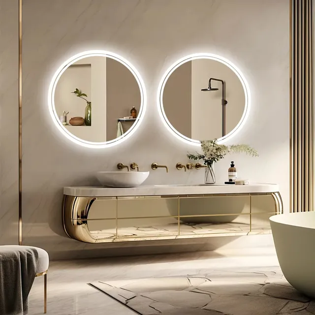Grand miroir de salle de bain rond rétro-éclairé – vue 4