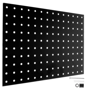 Panneau métal perforé noir laqué mural robuste anti déformation résistant acier atelier garage organisation outils montage facile fixation