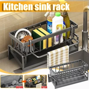 Étagère de cuisine, chiffon de nettoyage, égouttoir de rangement, support d’éponge de détergent domestique, gain de place, rangement de cuisine pour ustensiles Étagère de cuisine, chiffon de nettoyage, égouttoir de rangement, support d’éponge de détergent domestique, gain de place, rangement de cuisine pour ustensiles