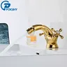 POIQIHY robinet de Bidet doré double poignées eau salle… – vue 1