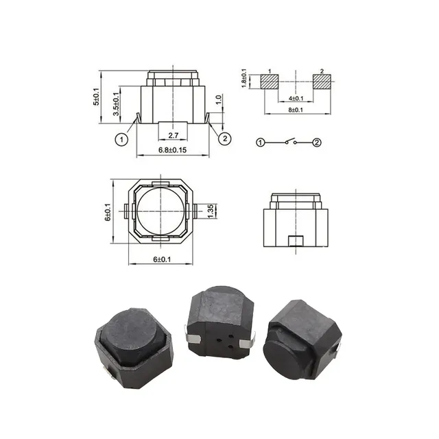 Interrupteur tactile silicone noir 6x6x5mm 2 broches… – vue 6