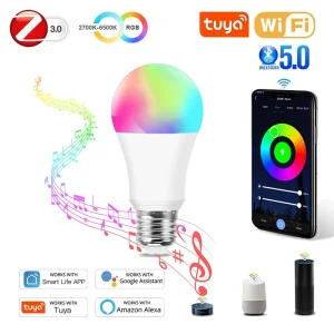 Ampoules intelligentes E27 Tuya RGB e27, ampoule Led AC 10W 12W 15W 18W, lampe Zigbee pour maison intelligente, fonctionne avec Alexa Google Home Ampoules intelligentes E27 Tuya RGB e27, ampoule Led AC 10W 12W 15W 18W, lampe Zigbee pour maison intelligente, fonctionne avec Alexa Google Home