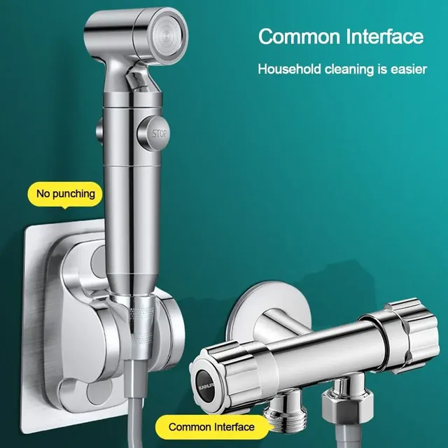 Pulvérisateur bidet portatif chromé noir argenté ABS… – vue 4