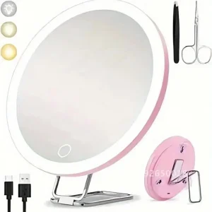 Makeup Mirror with Swivel Base Magnifying Mirror with Rotary Base Portable 10/20/30x Magnifying Mirror with Led for Men for Wall