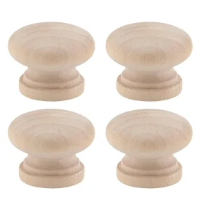 Boutons d&rsquo;armoire ronds en bois 1-3/8 « (35mm) boutons de traction en bois inachevé boutons en bois en forme de champignon pour tiroir de commode d&rsquo;armoire