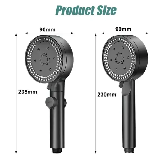 8 Modes High-Pressure Shower Head Fall Resistance Black… – vue 6