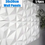 3D White Decor Interior Wall Panels Foam Wallpaper Covering Plastic Cladding Tiles PVC  Moisture Interior Panels TV Background