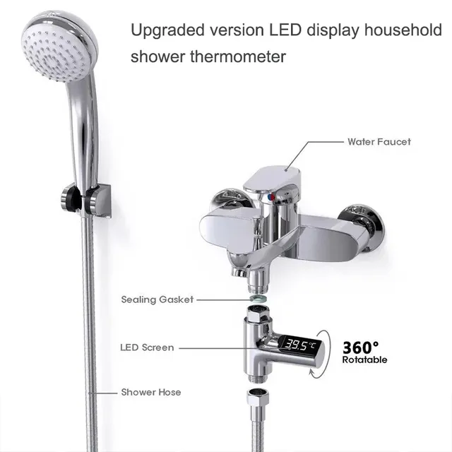 Thermomètre de douche d'eau domestique à affichage LED… – vue 2