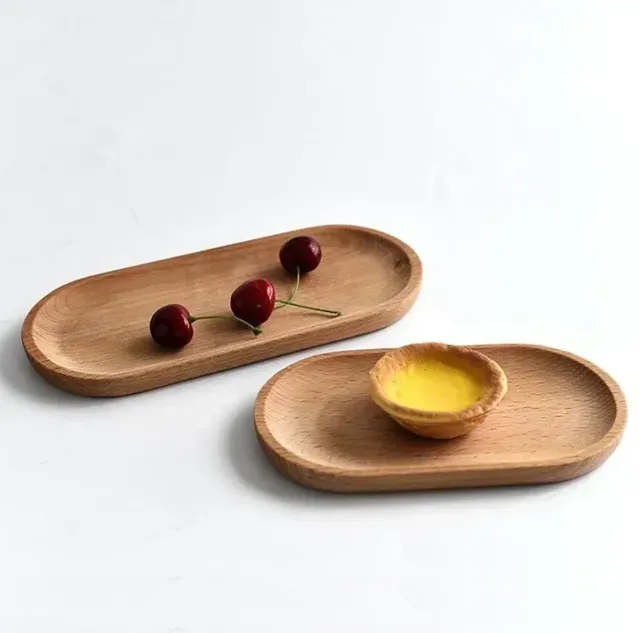 Bois hêtre naturel ovale assiette solide décorative… – vue 5