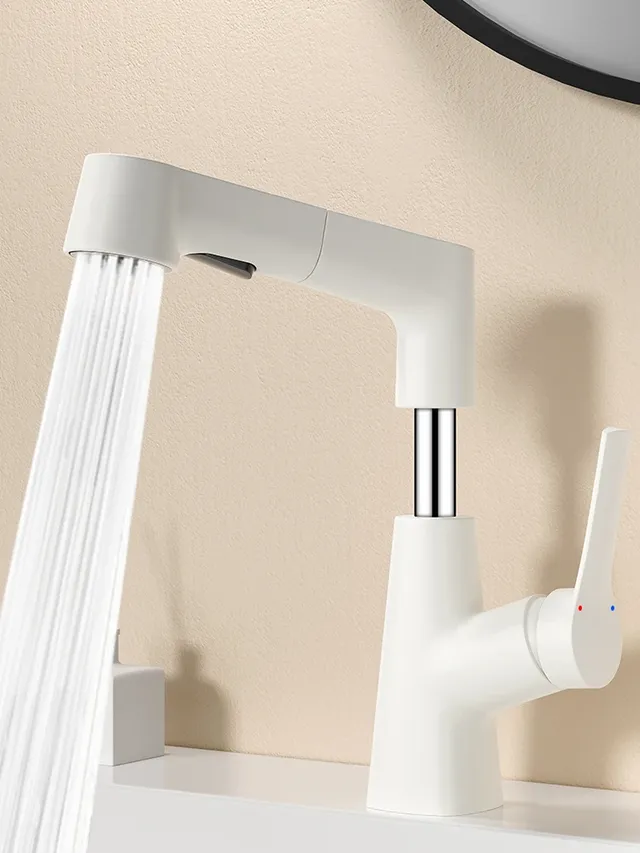 Robinet de salle de bains mode crème vent blanc – vue 3