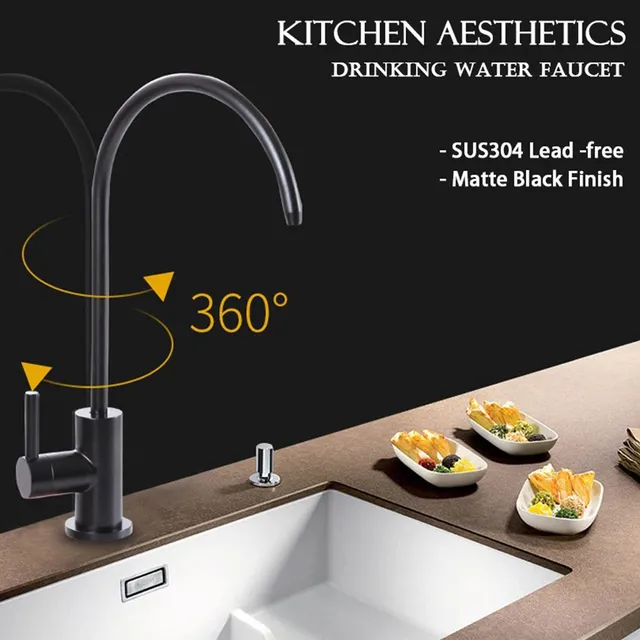 Robinet cuisine eau filtrée acier inoxydable noir mat… – vue 5