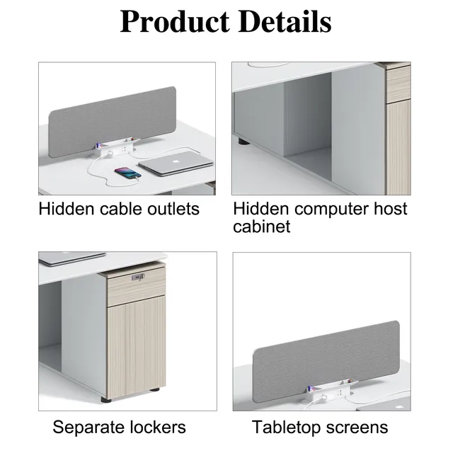 Bureau collectif blanc mat plateau mélamine E0 piétement… – vue 3