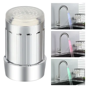 Nouveau LED sensible à la température robinet économie d’eau cuisine salle de bains capteur 7 changement de couleur robinet tête aérateur robinet buse douche Nouveau LED sensible à la température robinet économie d’eau cuisine salle de bains capteur 7 changement de couleur robinet tête aérateur robinet buse douche