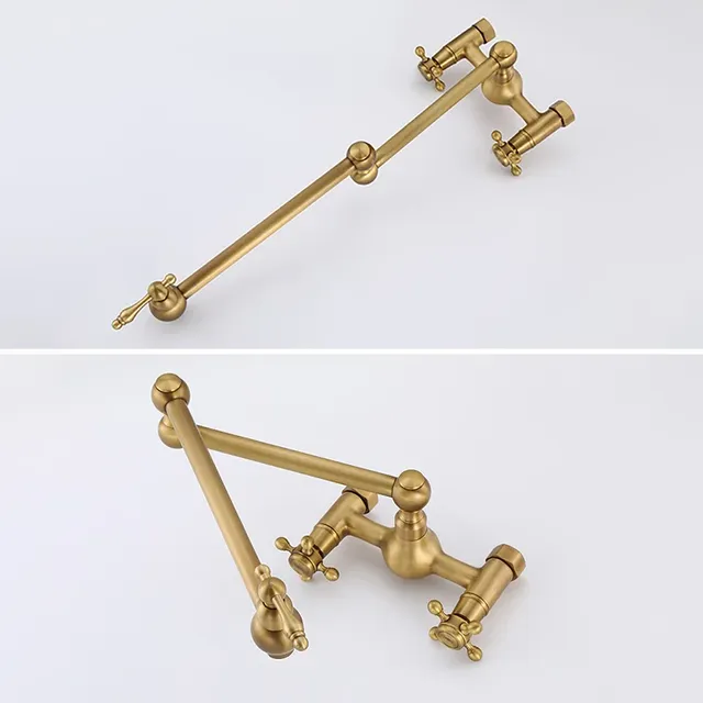 Robinets de cuisine muraux en laiton Antique – vue 5