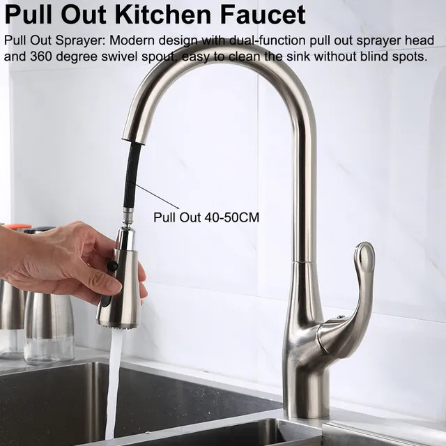 Robinet de cuisine tactile en Nickel brossé – vue 3
