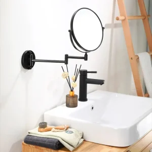 Miroir de Dressing mural, grossissant de 8 pouces, miroir double face, espace en aluminium noir, miroir de maquillage, cosmétique, cadeau pour dame