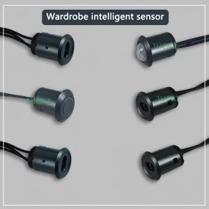 Capteur de garde-robe intelligent, interrupteur marche/arrêt automatique infrarouge pour lumière LED d&rsquo;armoire à porte simple/double, DC 12 V/24 V 5A avec fils Dupont (noir)