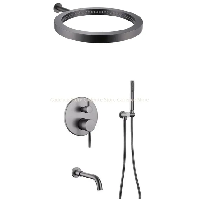 Système de douche dissimulé à anneau rond or/noir/gris – vue 3