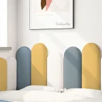 Autocollant mural demi-cercle en lin, panneau épais, enveloppe souple, tête de lit de Style nordique, petite taille, Design Simple