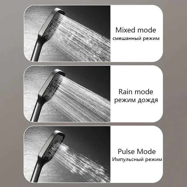 Ensemble douche cascade gris peint mitigeur mural cuivre… – vue 5