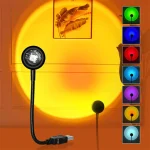 Projecteur de veilleuse néon arc-en-ciel USB RVB, lampe LED, photographie, escales murales, éclairage pour chambre à coucher, décoration de chambre, 7 couleurs