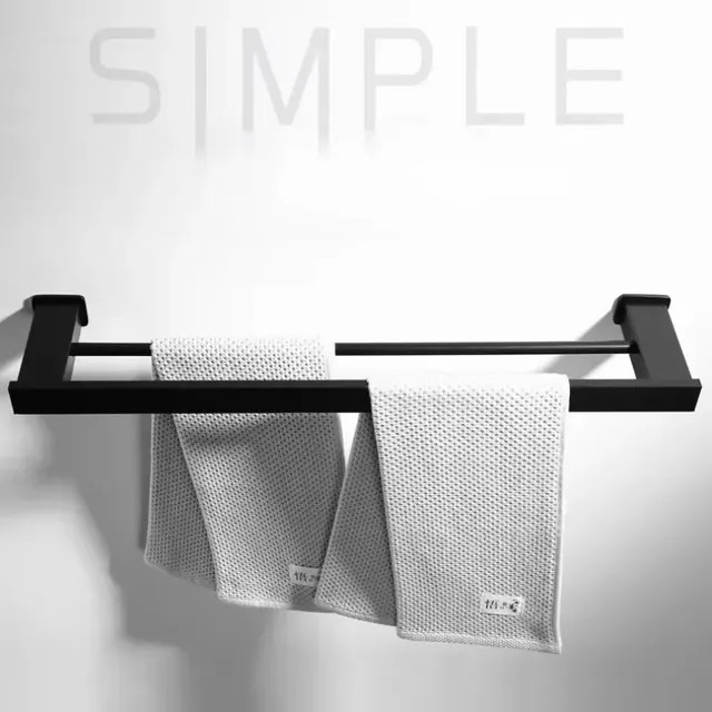 Porte serviettes mural noir mat alliage aluminium… – vue 5