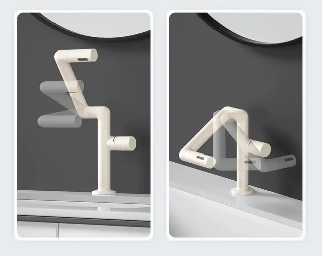 Robinet lavabo mitigeur monocommande laiton ivoire mat… – vue 6
