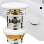 Bouchon pour canalisation en céramique pour évier de salle de bains, en laiton avec trop-plein/sans trop-plein, bassin blanc, dispositif de vidange Pop-up, accessoires de bain