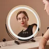 Miroir maquillage LED rond socle métal noir…