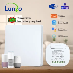 Commutateur sans fil Wifi intelligent RF433, panneaux muraux à bouton-poussoir auto-alimentés, télécommande, interrupteur d&rsquo;éclairage, interrupteurs muraux étanches
