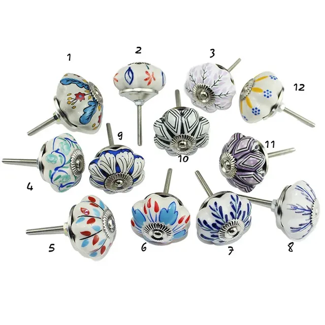 Lot douze boutons céramique glaçurée forme fleur… – vue 2