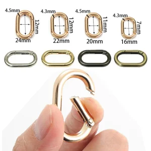 Anneau torique à ressort ovale, sac en cuir ouvrable, sangle de sac à main, boucle de connexion, porte-clés pendentif, chaîne de chien, fermoir à pression, mousqueton