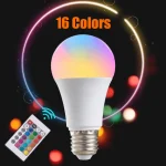Ampoule LED multicolore RGB, 16 couleurs, E27, 220V, éclairage domestique, variable, 24 touches, télécommande, lampe intelligente, lumière d&rsquo;ambiance