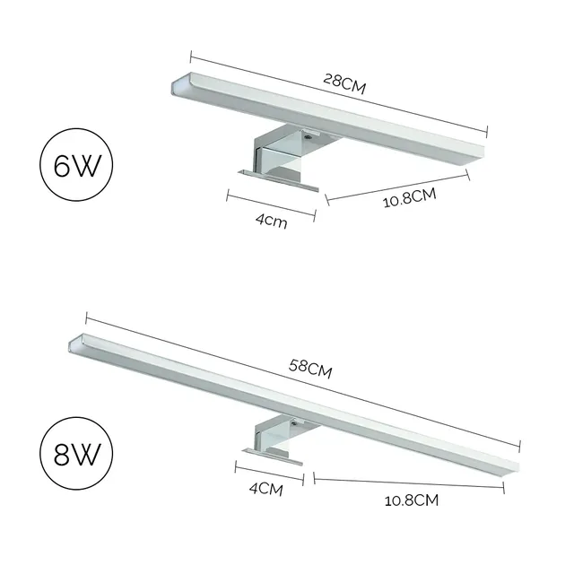 6/8W LED miroir lumière salle de bain armoire lumières… – vue 4