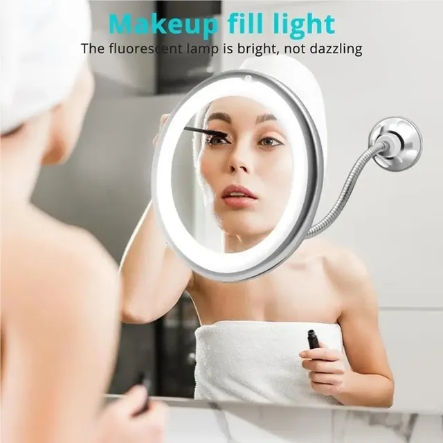 Miroir de maquillage rotatif avec lumière LED