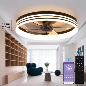 LED intelligente ventilateur de plafond lumière moderne nordique Ultra-mince conception télécommande 3 couleurs 6 vitesses moteur silencieux salon chambre