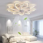 Plafonnier LED intelligent avec ventilateur, design moderne et minimaliste, luminaire décoratif d&rsquo;intérieur, idéal pour une chambre à coucher, une salle à manger
