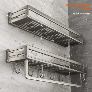 YM – support de rangement mural pour cuisine, aucun perçage requis, organisateur multifonctionnel d’épices en aluminium, gestion de cuisine efficace YM – support de rangement mural pour cuisine, aucun perçage requis, organisateur multifonctionnel d’épices en aluminium, gestion de cuisine efficace