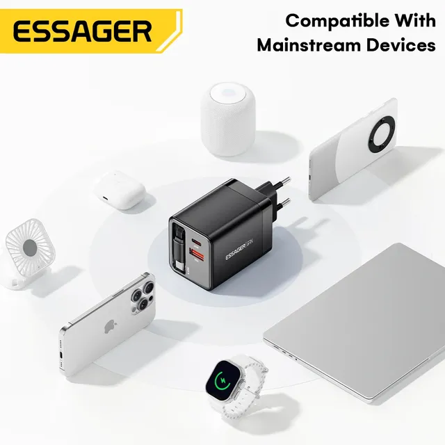 Chargeur GaN Essager 65W avec câble rétractable PD… – vue 6